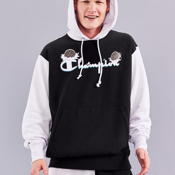 Champion X Oreo Reverse Weave Pullover Hoodie Black White - Picture 1 of 8